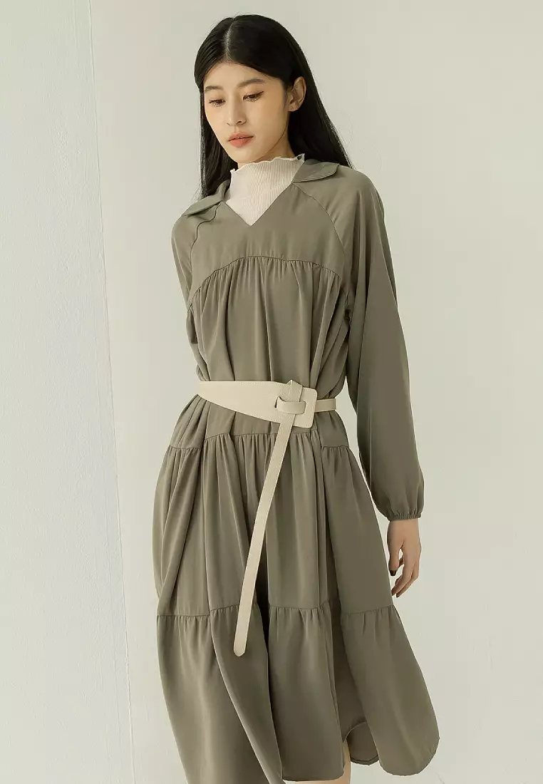 V-Neck Puff Sleeve Maxi Dress [DA9957]