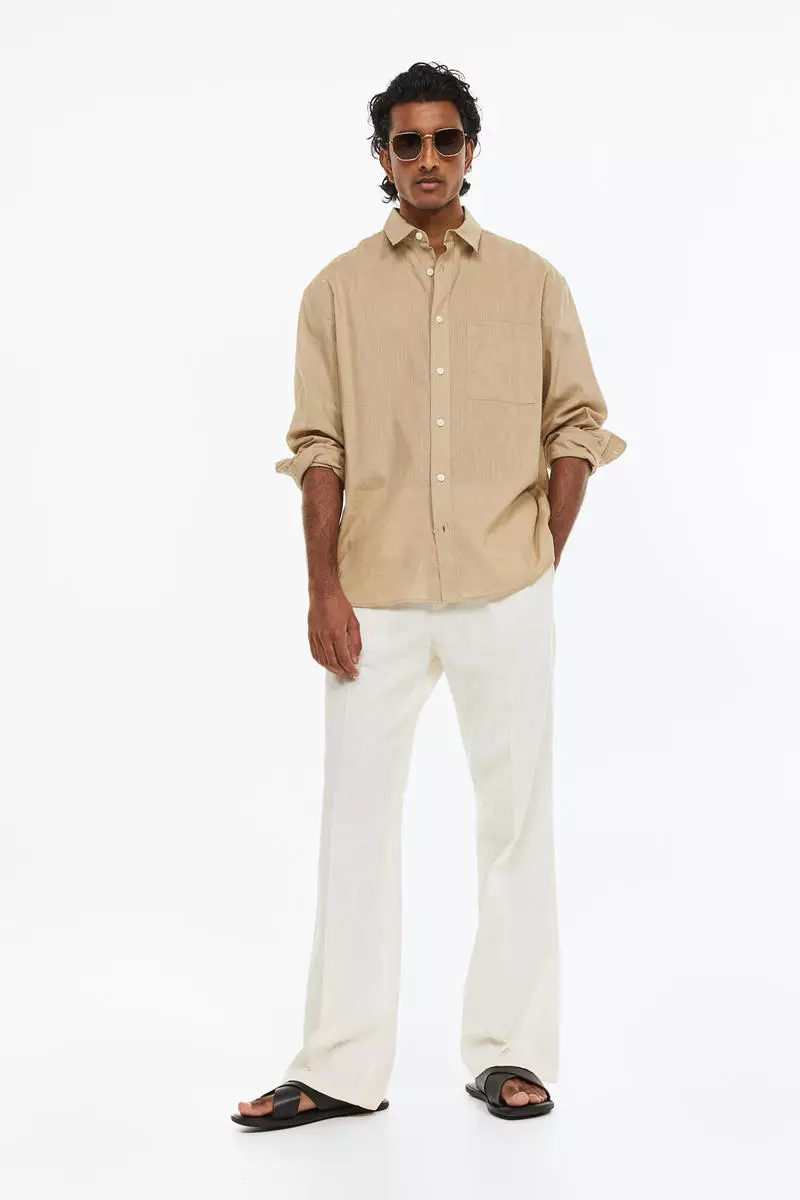 Buy H&M Loose Fit Linen-blend trousers 2024 Online