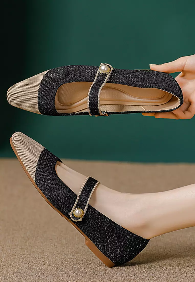 Pearl Strap Flyknit Mary Jane Shoes QC333
