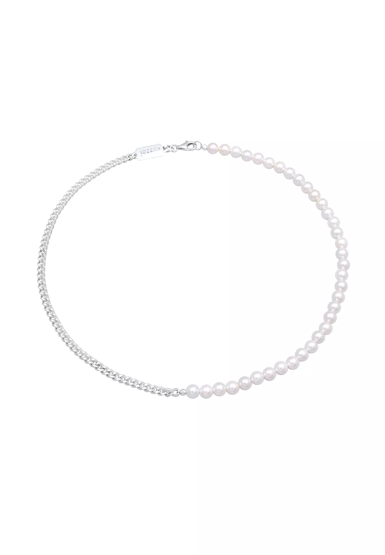 Necklace Men Curb Solid Shell Core Pearls