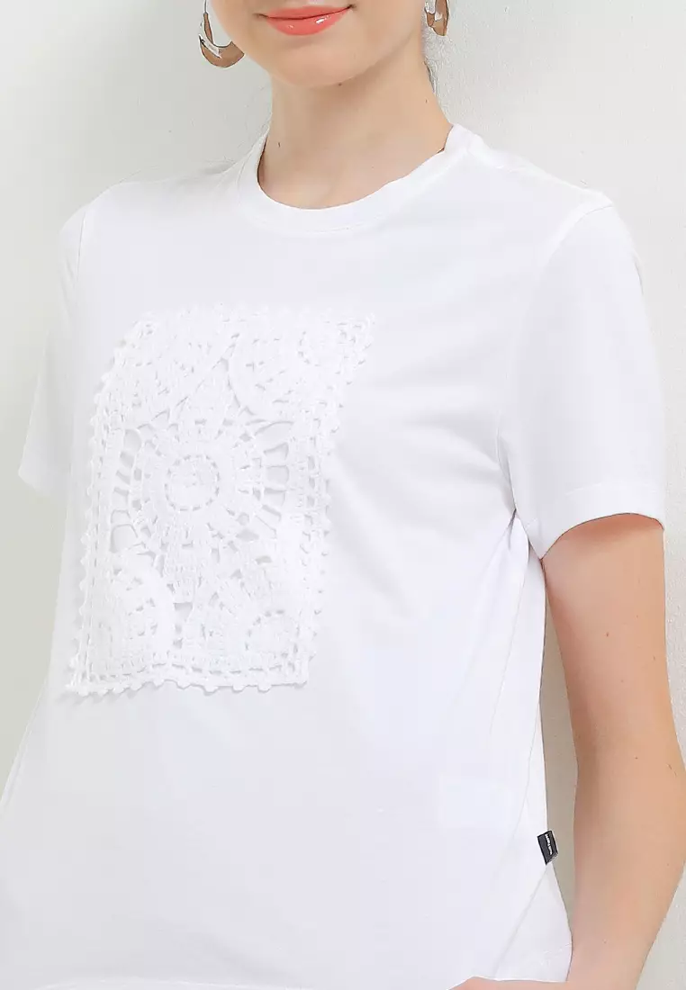 Elara Tee With Crochet Patch