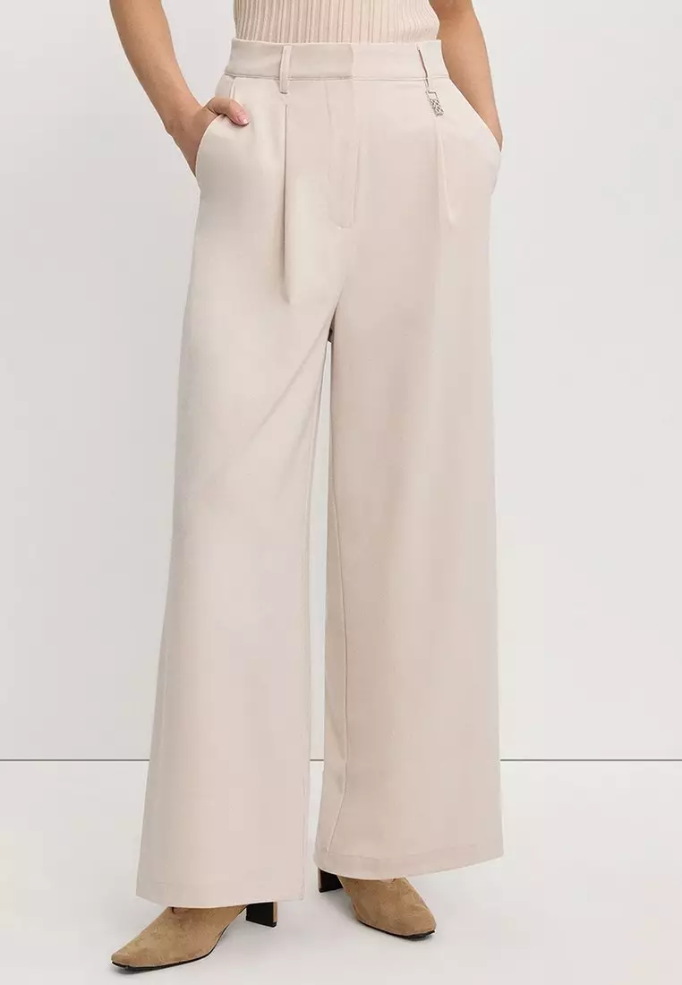Wide-Leg Trousers - Beige