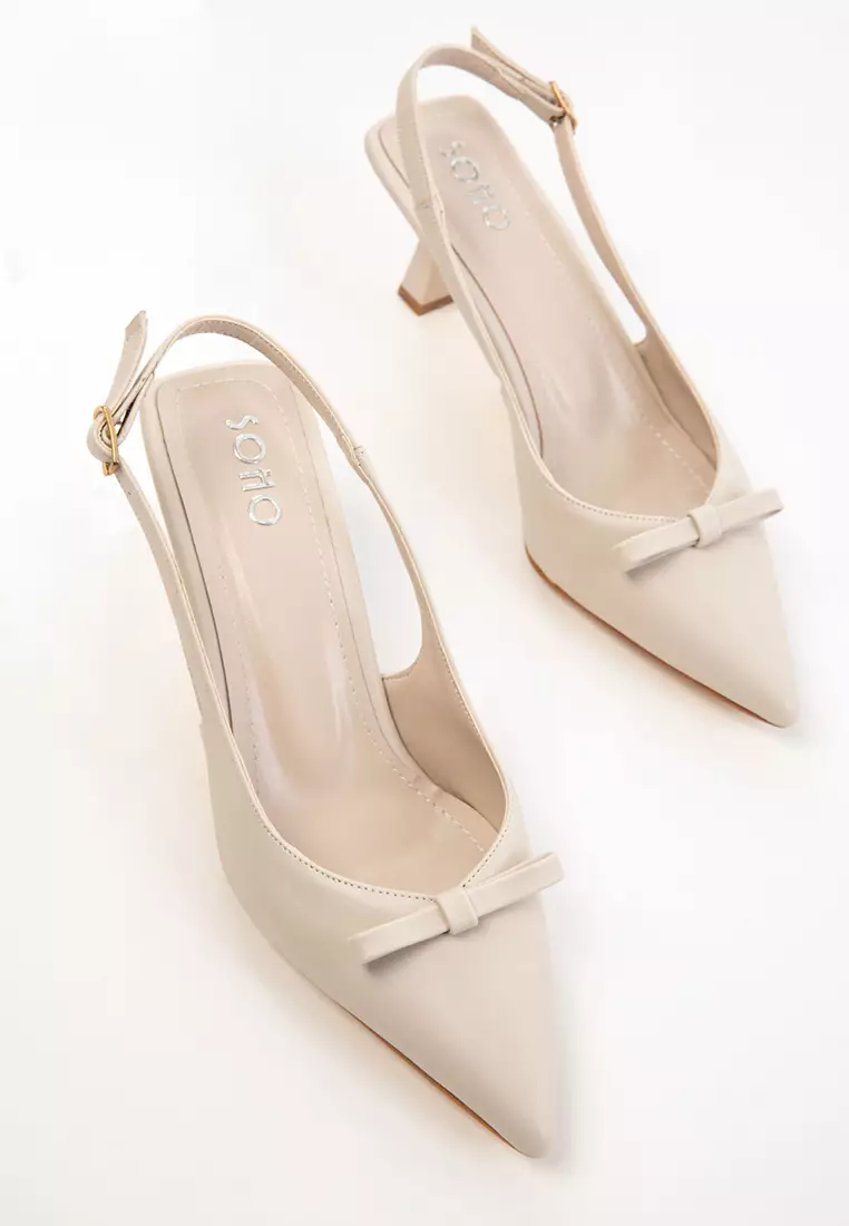 Beige Women's Classic Heeled Shoes 20597