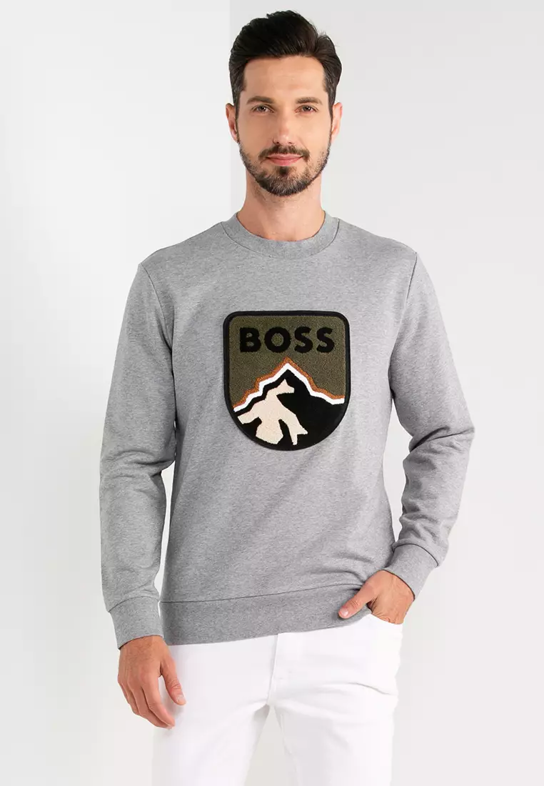 BOSS by HUGO BOSS Relaxed-fit Monogram Sweatshirt In French Terry in Black  for Men