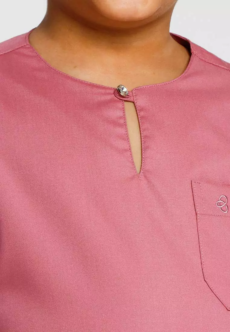 Byford Baju Melayu Raya Baju Johor Teluk Belanga Slim Fit Sedondon Anak Budak - 3925501A-71Pink