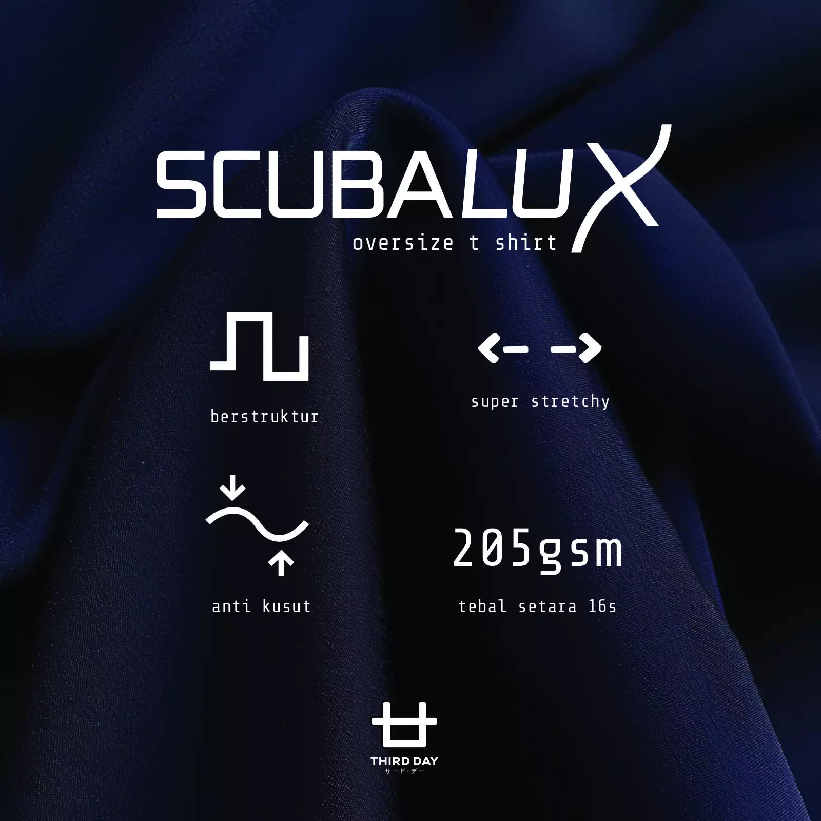 MTR49 Kaos Oversize Gambar Bintang Bahan Scuba Tebal ScubaLUX "thrdyco bintang" Navy