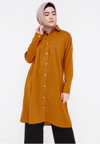Jual Hanalila Daily Hijab Syila Tunic In Mustard Original Zalora Indonesia