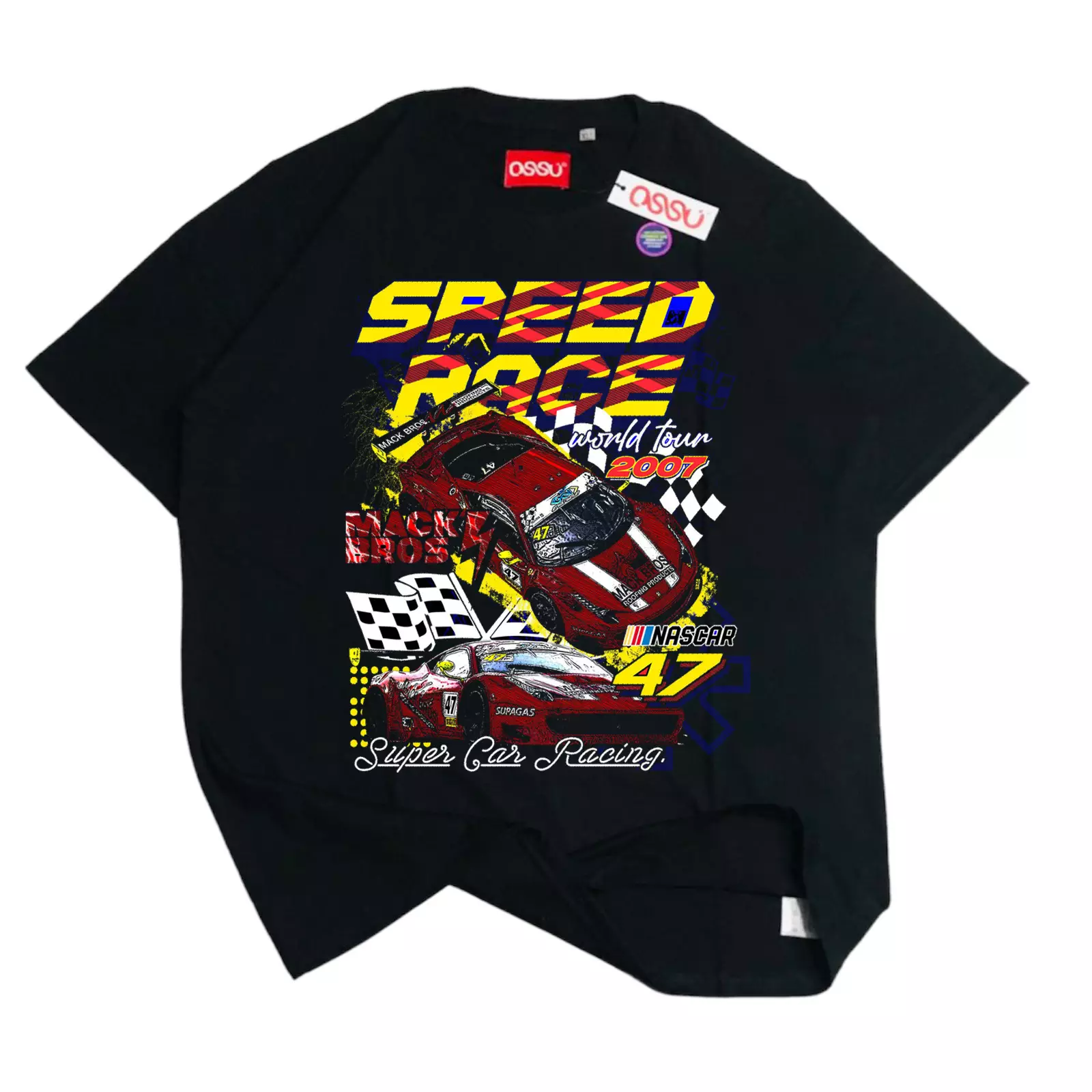 Ossu Vintage Speed Race Black T-shirt