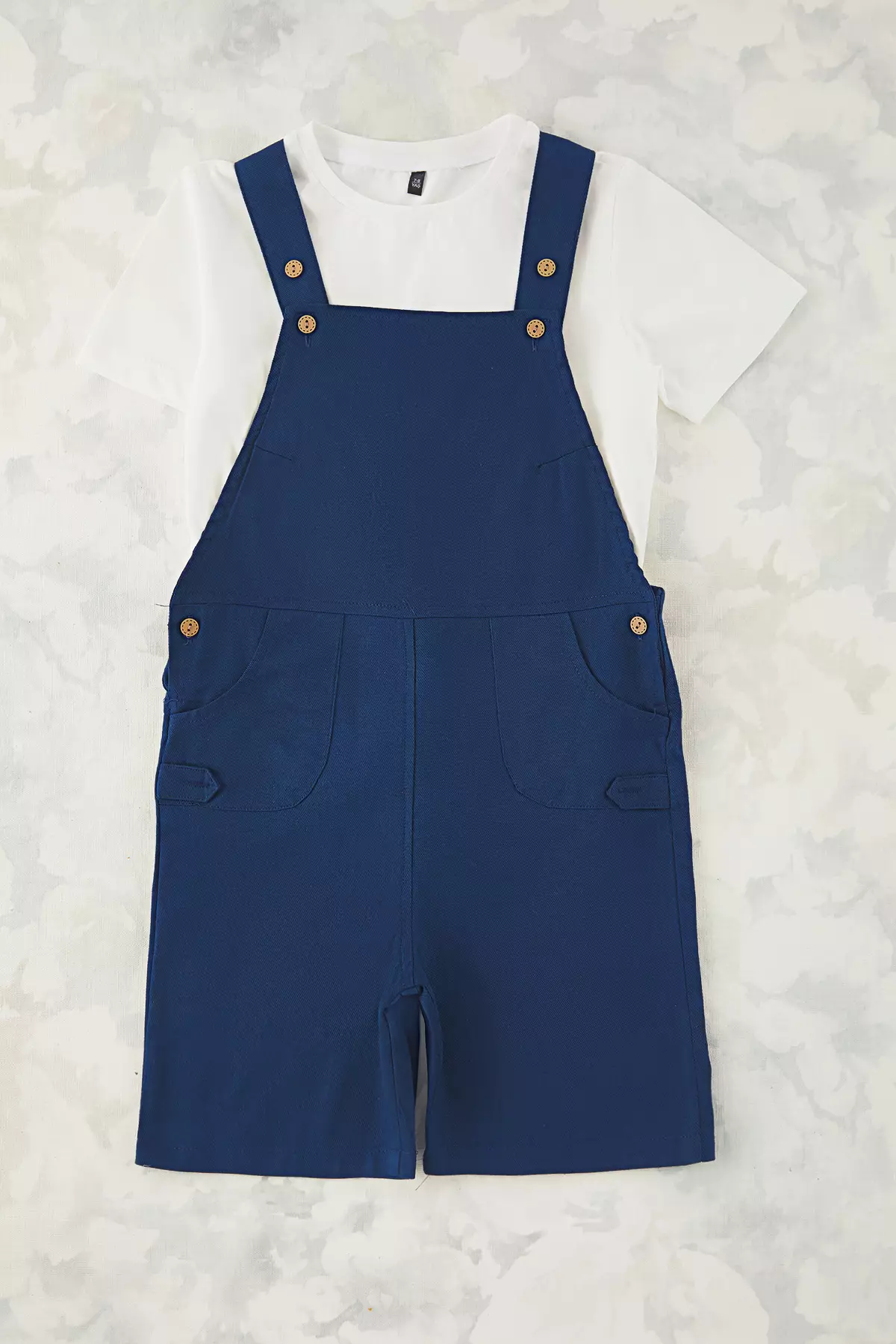 Navy Blue 3-Piece Girl's Cotton Hat Salopet