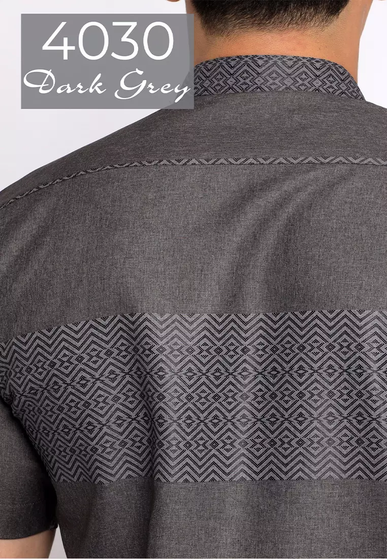 Casella Baju Koko Pria Lengan Pendek | Baju Koko Horizontal Kareem 4030 Dark Grey