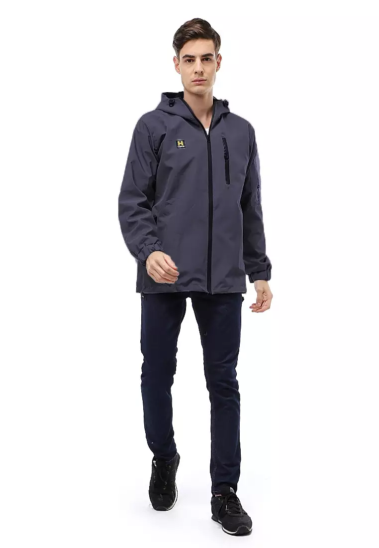 Clover Outerwear Jacket Hoodie Pria Waterproof Anti Air Material Taslan ORIGINAL - Gray