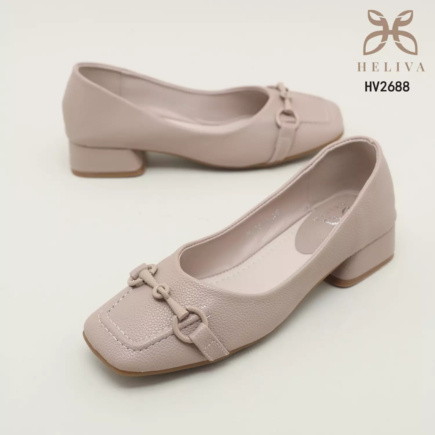 Heliva Zaskia Mid Block Heels Office Ladies Square Toe