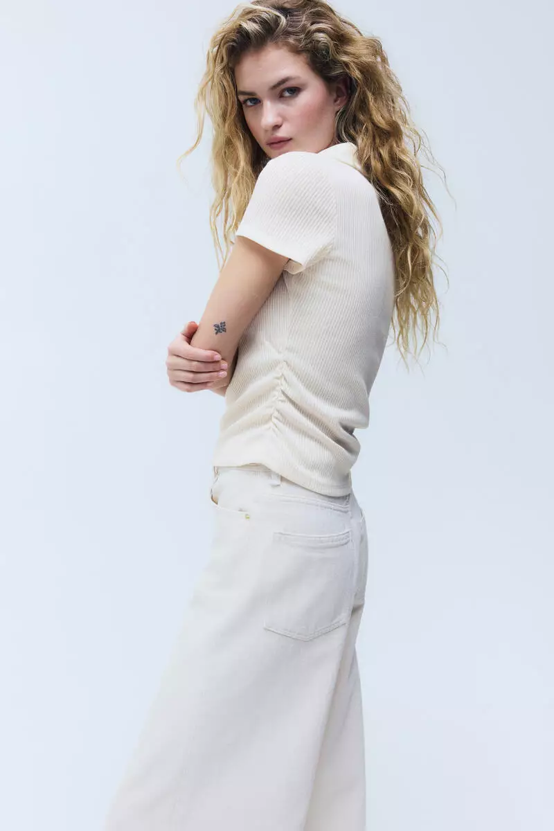 Buy H&M Ribbed collared top 2026 Online | ZALORA
