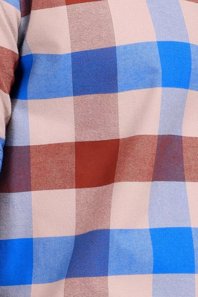 MANZONE - Kemeja Oxford Lengan Pendek Pria Raka 4 Slim Fit - Brown