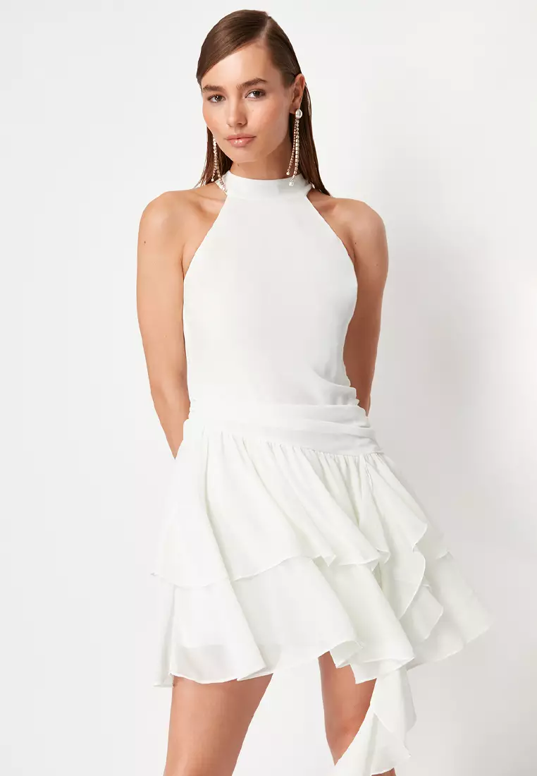 A-Line Ruffled Short Elegant Evening Dress