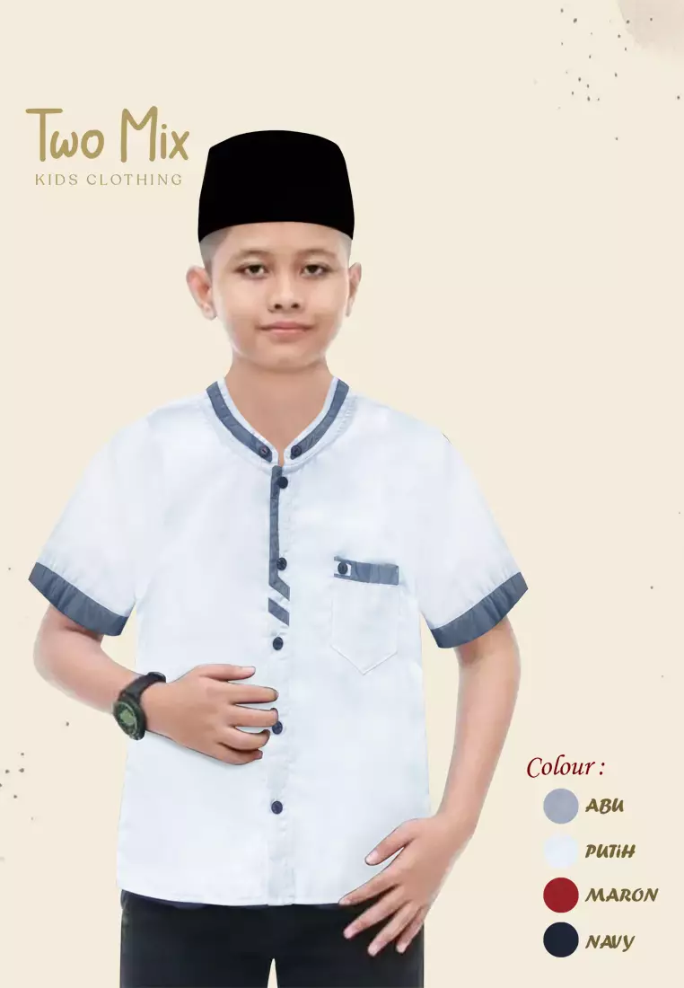 Two Mix - Baju Koko Anak Cowok - Baju Muslim Anak Laki 1-12 Tahun 4341 - Warna Navy