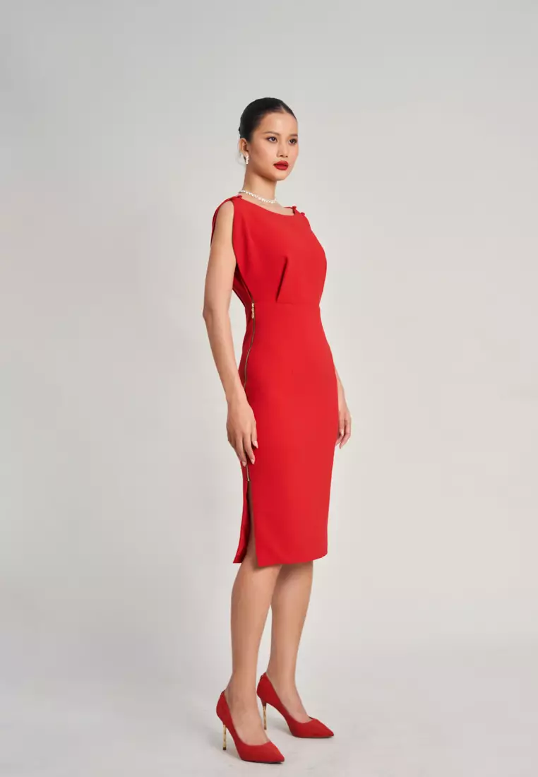 RED MIDI DRESS