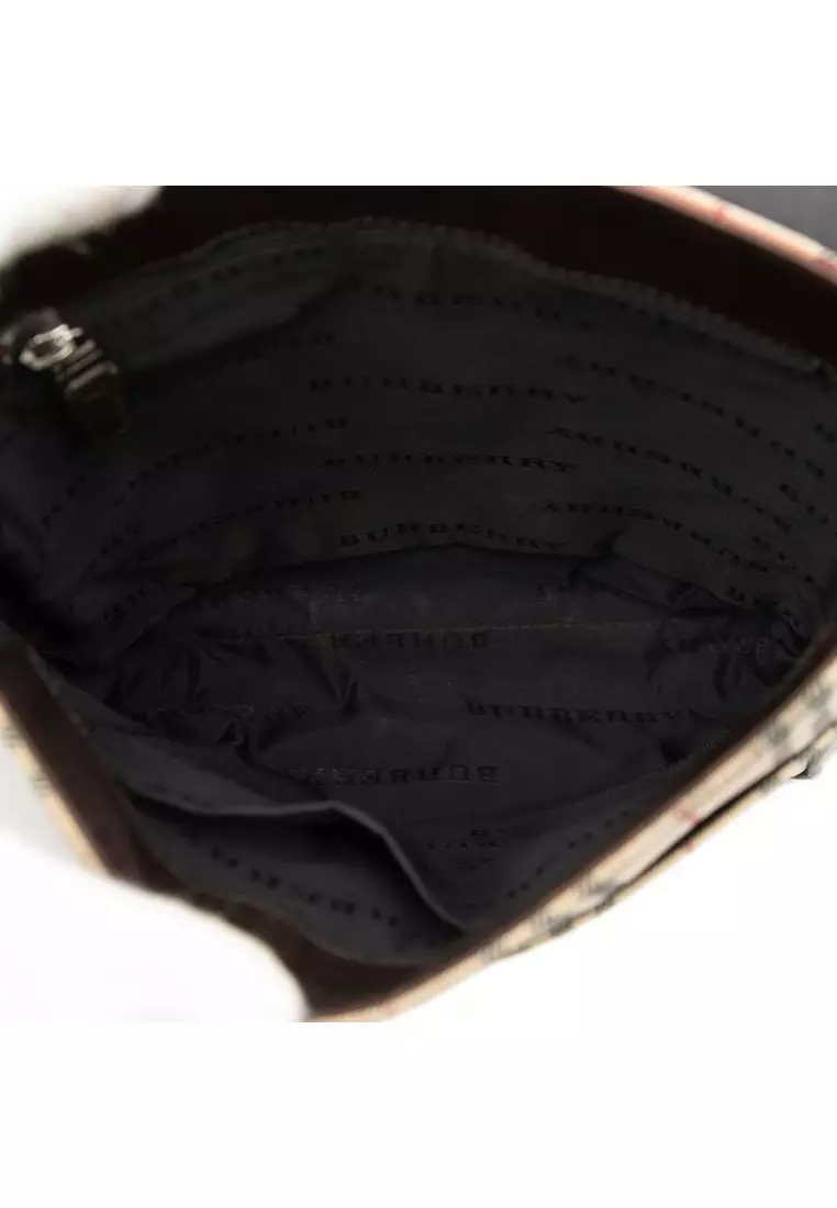Pre-Loved Burberry House Check Canvas Flap Crossbody