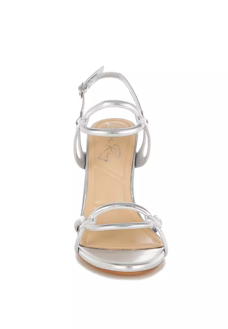 Silver Cut Out Chain Metallic Sandals