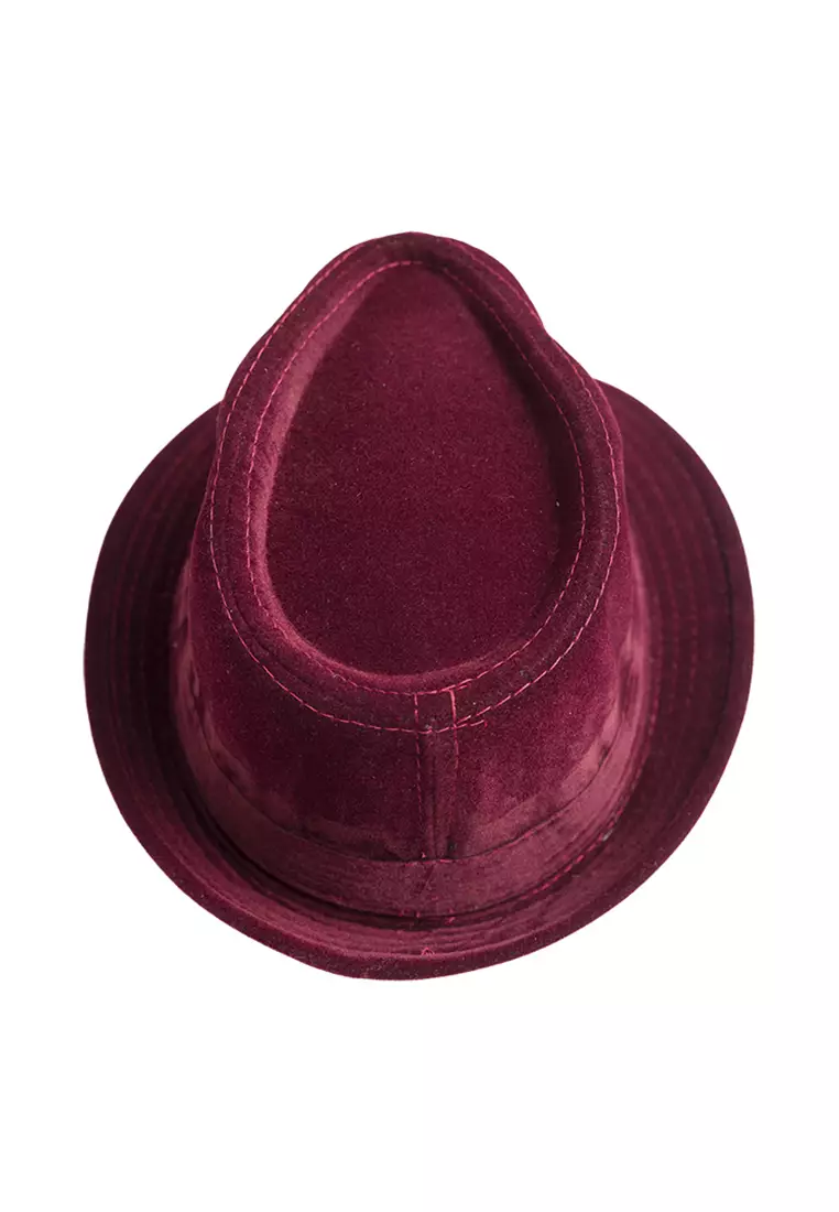 Topi fedora cowboy hat fedora corduroy marun houseofcuff