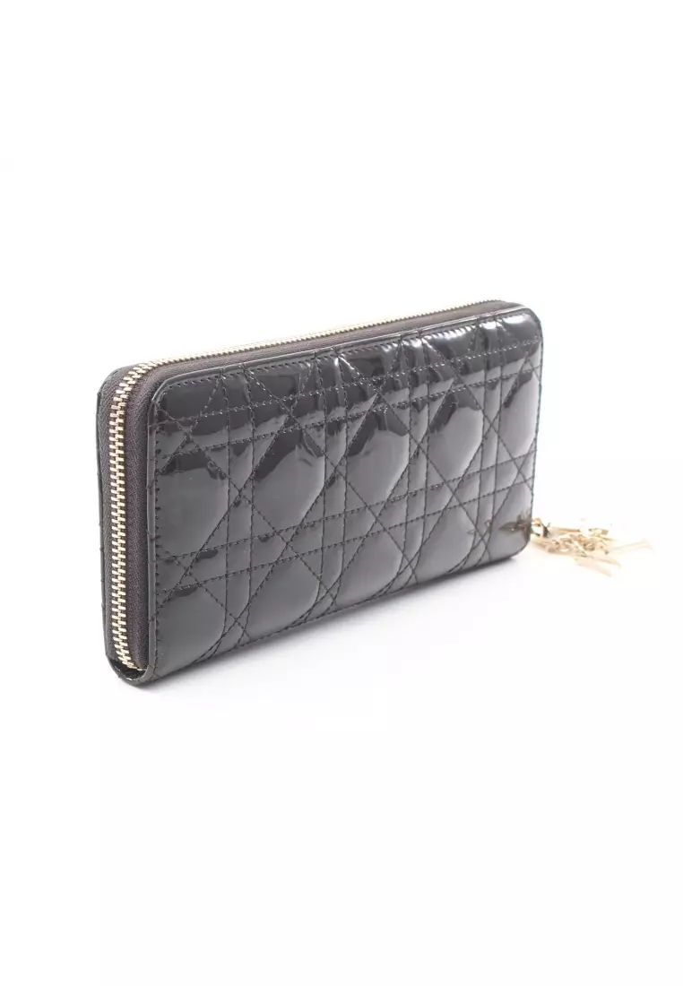 Large lady dior online zip wallet