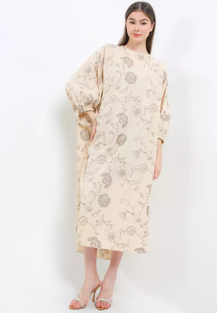 Gold Emb Linen Kaftan