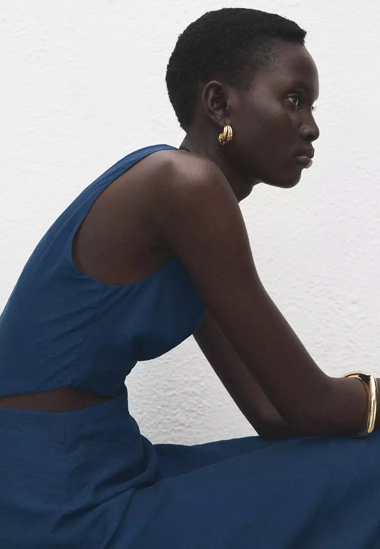 Crinkled-Effect Dress With Cut-Out