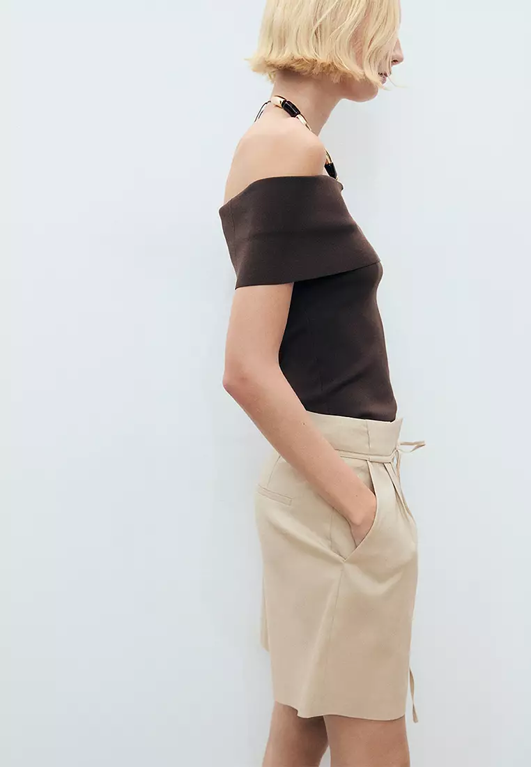 Linen Shorts with Bow and Belt