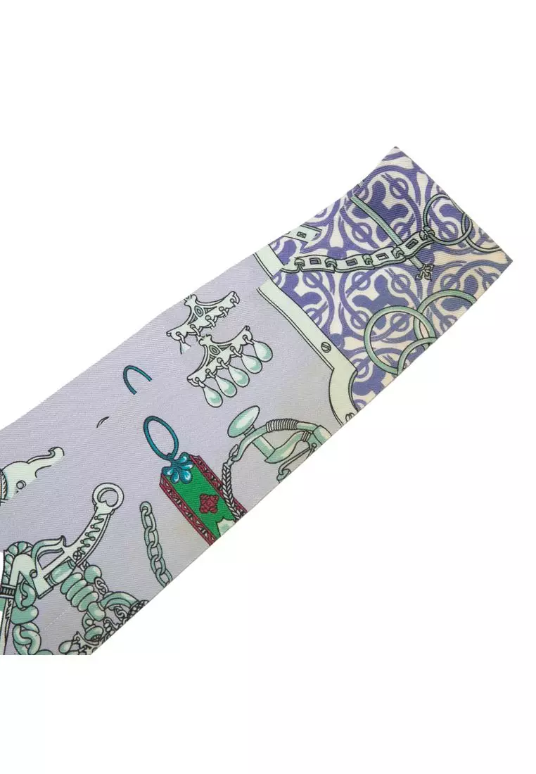 Pre-Loved Hermès Mors Et Gourmettes Remix Silk Twilly Scarf