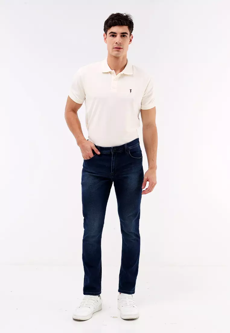 Denim Long Pants Tapered W/ Stretch