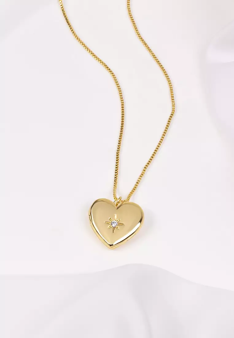 Heart Gold Locket Necklace