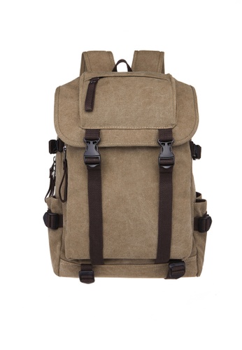 AOKING brown Canvas Travel backpack 37B95AC4DB385FGS_1