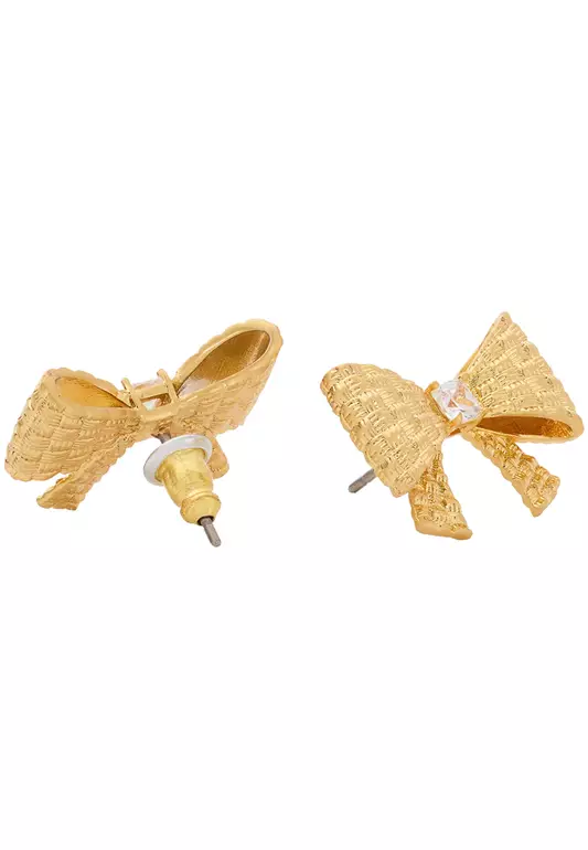 Wrapped In A Bow Studs Earrings in Clear/ Gold KJ975