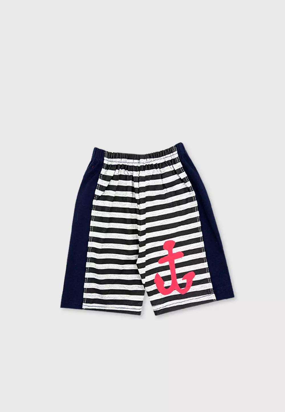 Wakakids Setelan Bayi Laki Laki Baju Lengan Pendek Anak Usia 12 Bulan Hingga 18 Bulan Set Celana Kaos Motif Anchor Sea 3094 Navy