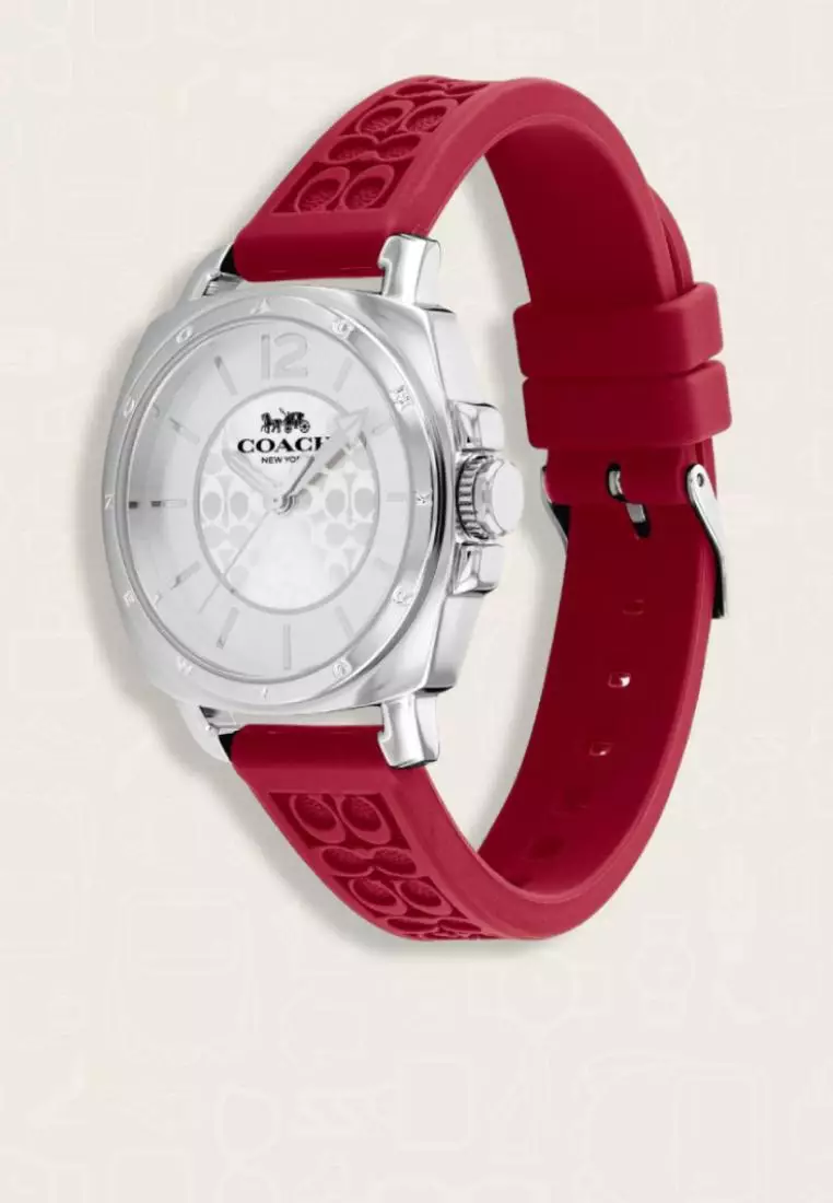 Jam Tangan Wanita Coach Boyfriend Rubber Strap Red