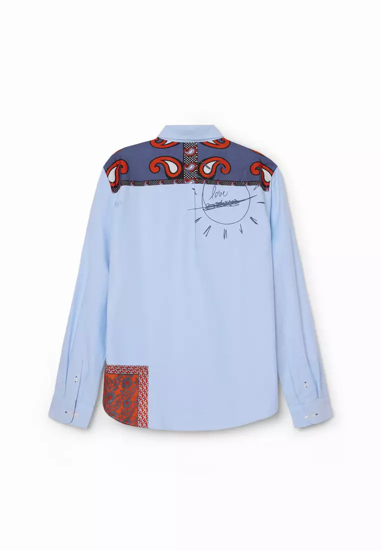 Desigual Man Patchwork Oxford shirt.