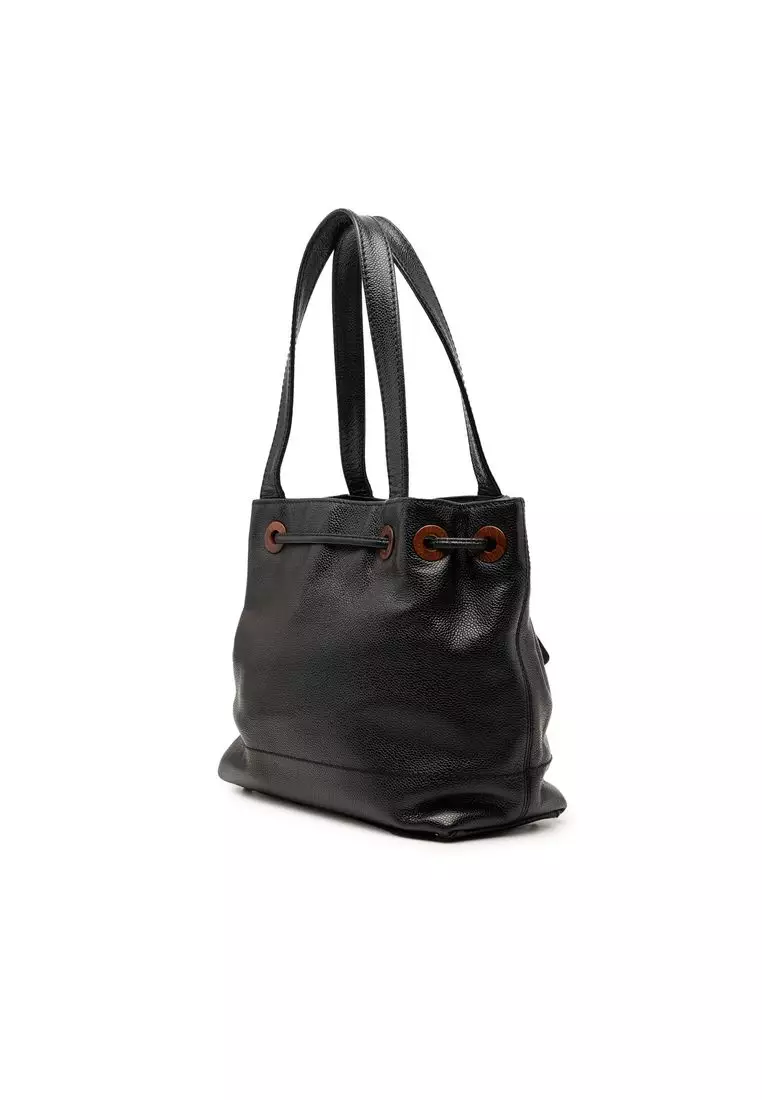 Pre-Loved Chanel Cc Caviar Drawstring Tote