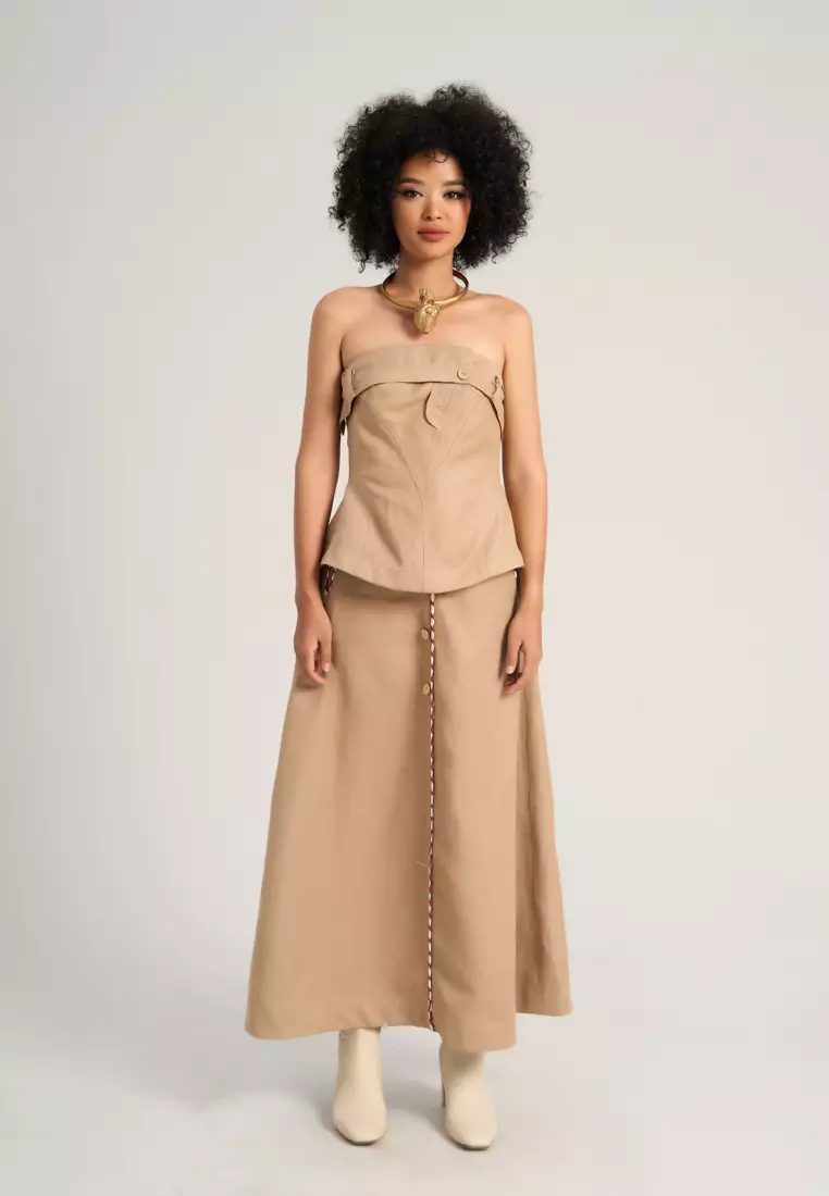 Beige Linen Tube Top