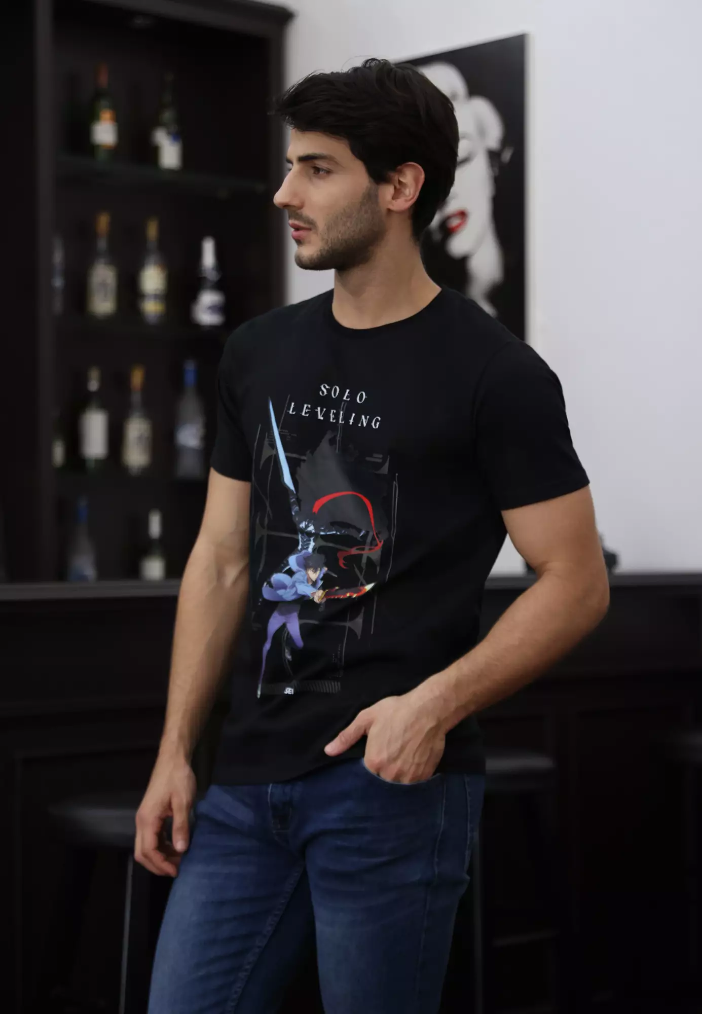 Ryusei x Solo Leveling | Tshirt Jinwoo Dagger Black