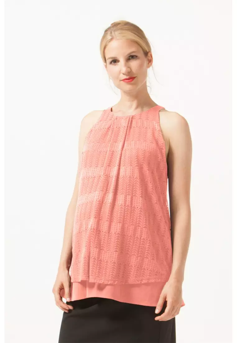 Bove by Spring Maternity Woven Halter Edith Nursing Top Full Lace Coral  Blush 2024, Buy Bove by Spring Maternity Online