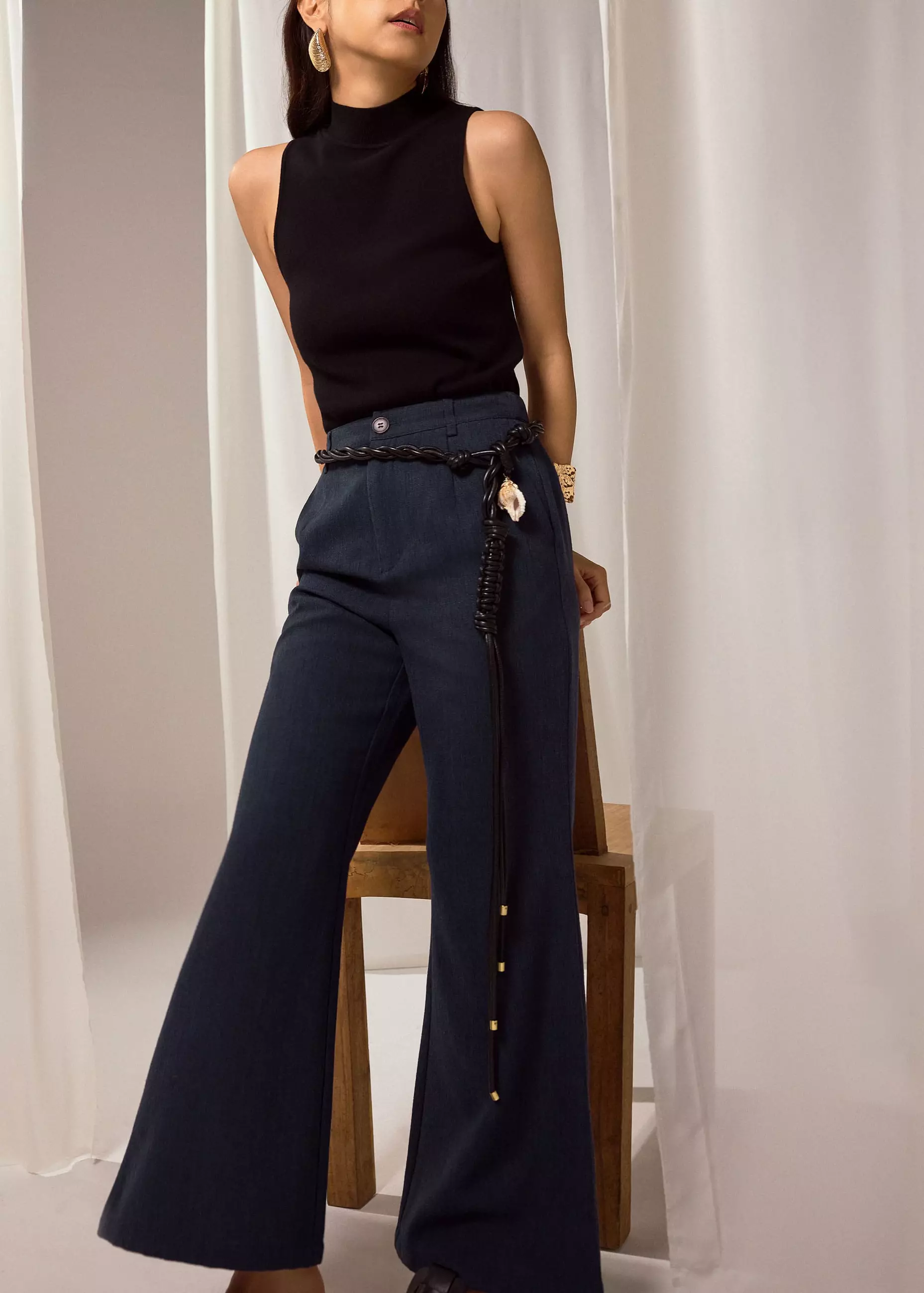 Celana Panjang Wanita - PETITE Leggy™ Pvara Textured Flare Pants