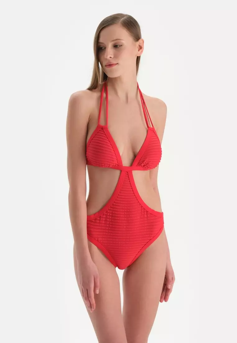 Red Monokini, Removable Padding, Non-wired, Swimwear for Women
