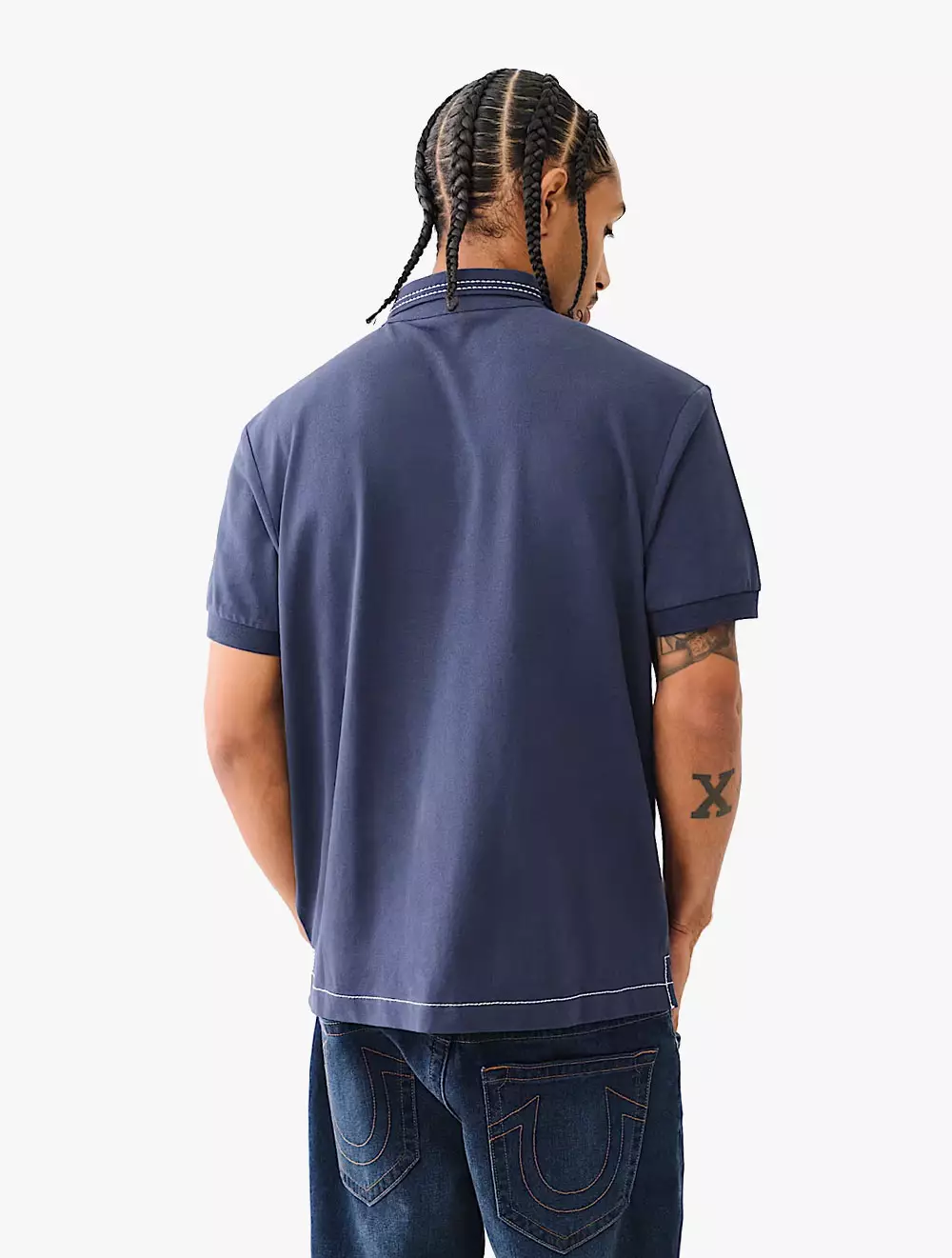 True Religion - Men Polo - RELAXED BIG T EMBRO POLO - Dress Blue