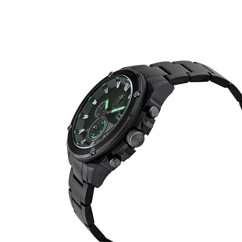 Jam Tangan Pria Alexandre Christie Chronograph AC 6646 MC BEPBALE Men Black Dial Black Stainless Steel Strap