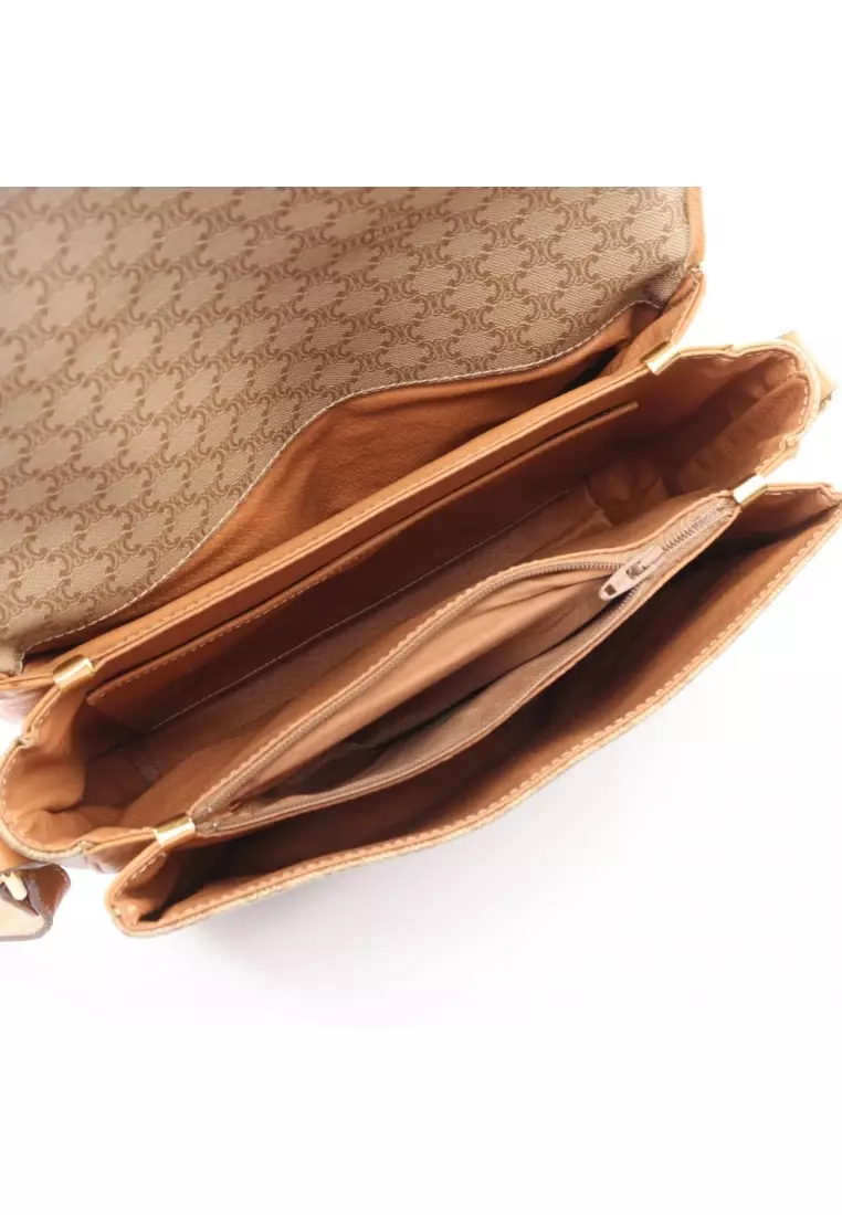 Pre-Loved Celine Macadam Shoulder bag PVC leather beige light brown