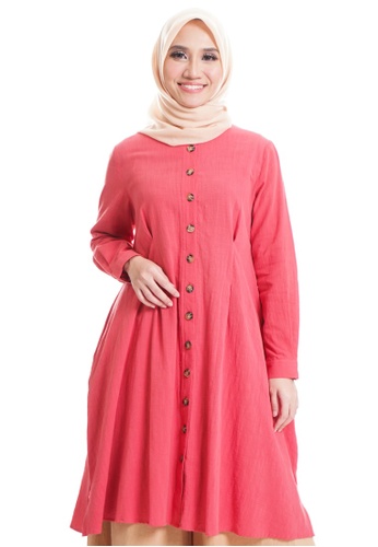 Ashura pink Indah Top With Marble Button 51EC9AAF95101BGS_1