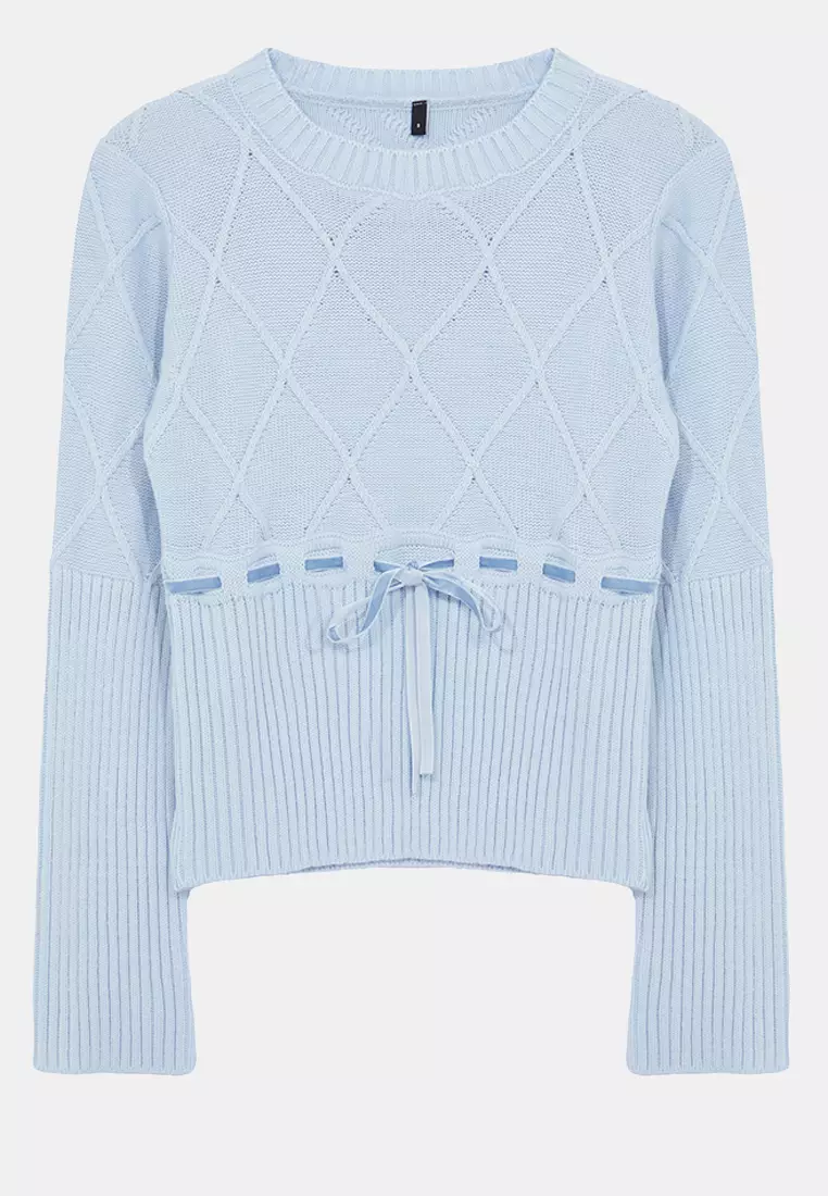 Knitwear Sweater Blue Ribbon And Bow Detail