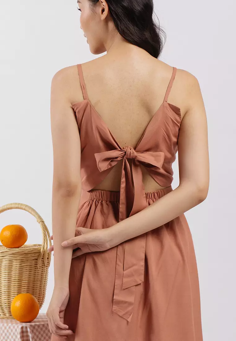 Reversible Ruched Waist Dress in Terracotta
