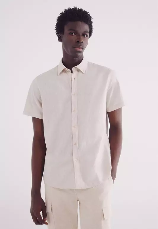 Short-Sleeved Linen Shirt