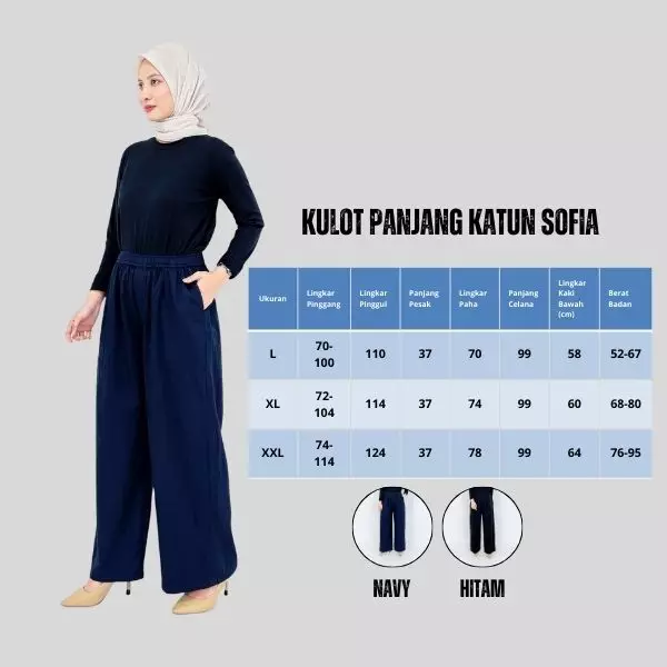 Celana Panjang Katun Basic Sofia BIRU NAVY